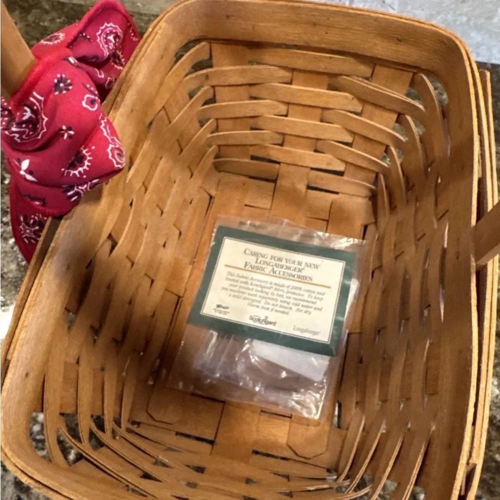 Longaberger Handwoven Basket with Red Bandanna